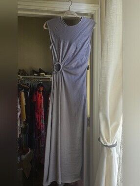 Sleeveless Metallic Grey Maxi Dress